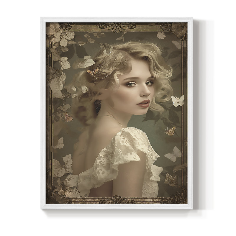 WOMEN Series CECLIX - reproduction encadrée de qualité supérieure - prête à être accrochée - aucun clou requis, Blanc