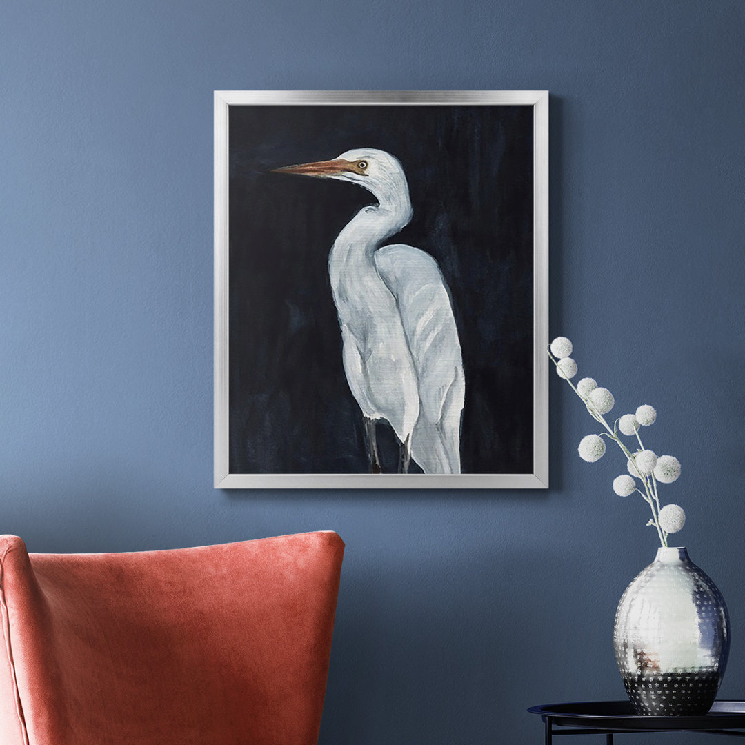 Calm Great Egret I Premium Framed Canvas - Ready to Hang Highland Dunes Frame 
