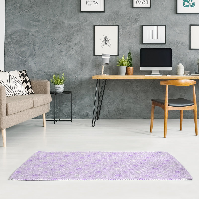Tapis de zone mauve à rayures petits gâteaux, Rectangle 5 pi x 7 pi