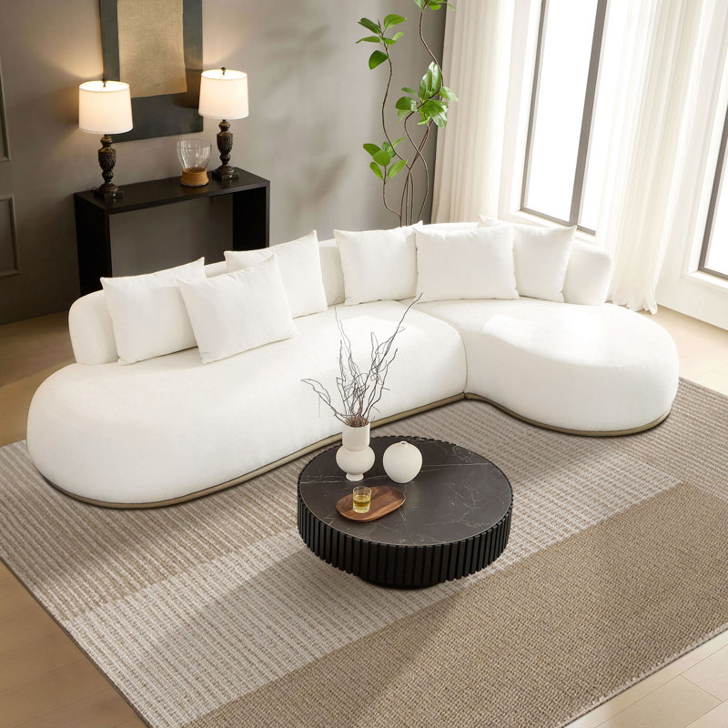 Canapé modulaire surdimensionné en L 134,63 po, Polyester beige