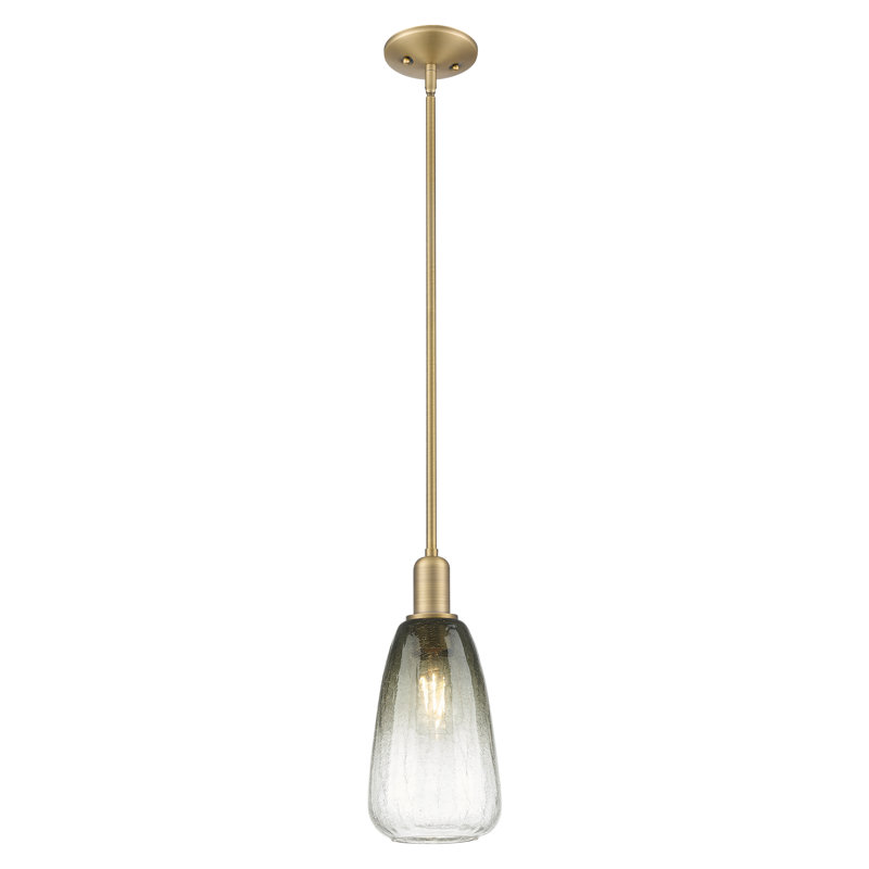 Downtown Urban - Olindo - Mini-luminaire suspendu avec tige 6 po 1 lumière - Abat-jour, Laiton brossé, Ardoise