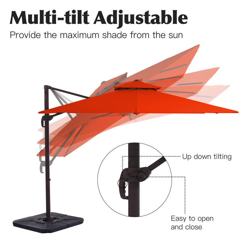 Parasol en porte-à-faux Pulk, L 132 po x P 132 po, Orange