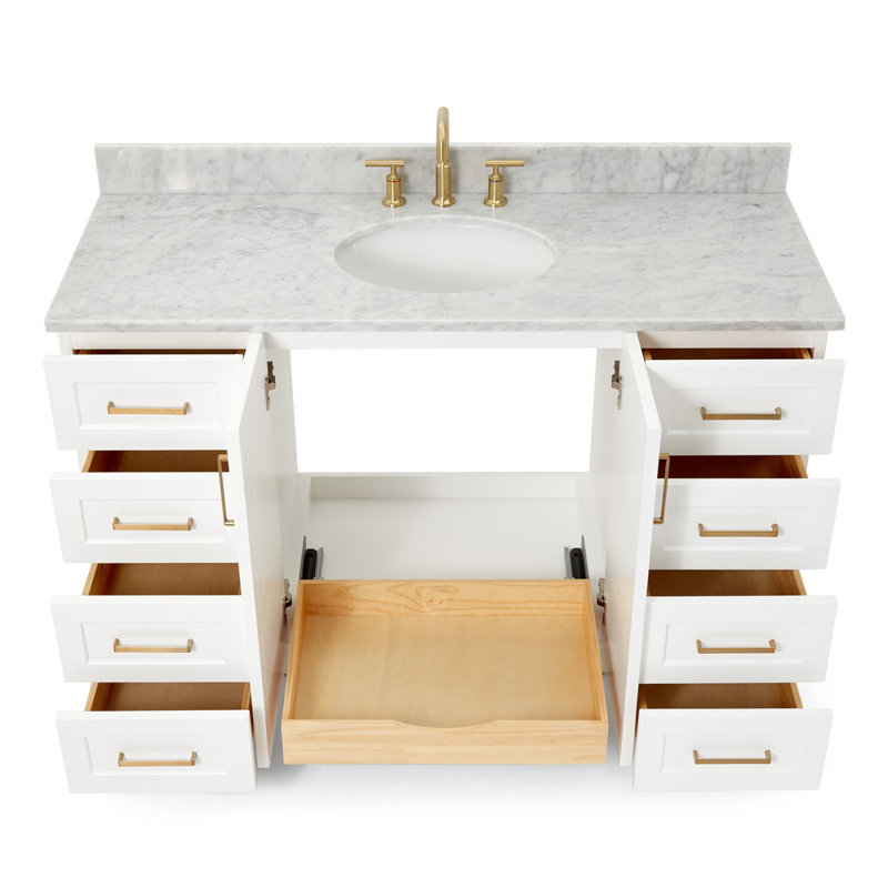 ARIEL TAYLOR 49 IN SINGLE RECTANGLE SINK VANITY, White, Rectangle, 54"