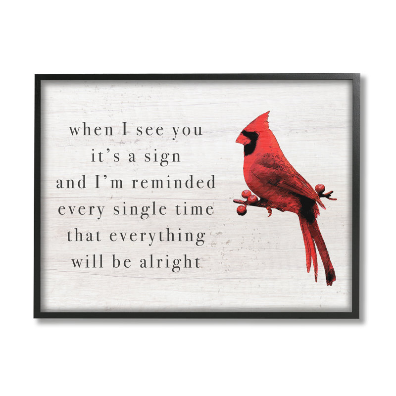 «When I See You Cardinal Expression encadrée sur bois» par Lil 'Rue, impression, Giclée encadrée noir minuit