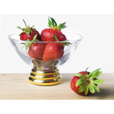 Verre - Pieds - Bol - Pour le dessert - Crème glacée - Trempettes - Snack - Bonbons - Noix - Fruits - Avec base dorée - Diamètre de 5 po - Fabriqué en Europe - par Barski