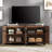 Aadam 2-Piece Modern TV Stand And Coffee Table Set, Storage Entertainment Center For Tvs Up To 70 Inches, Square Coffee Table With Tempered Glass And Four Storage Drawers For Living Room, Brown