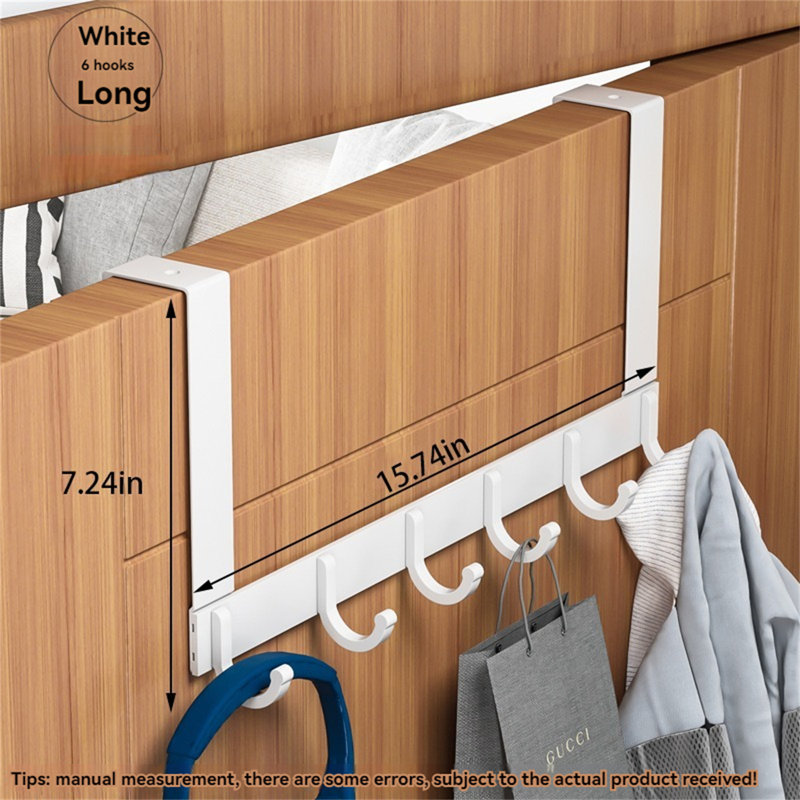 Porte-crochet en alliage d'aluminium au-dessus de la porte, H 7,24 po x l 15,74 po x P 1,77 po
