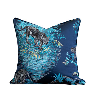 Animal Print Cotton Blend Reversible Pillow Cover