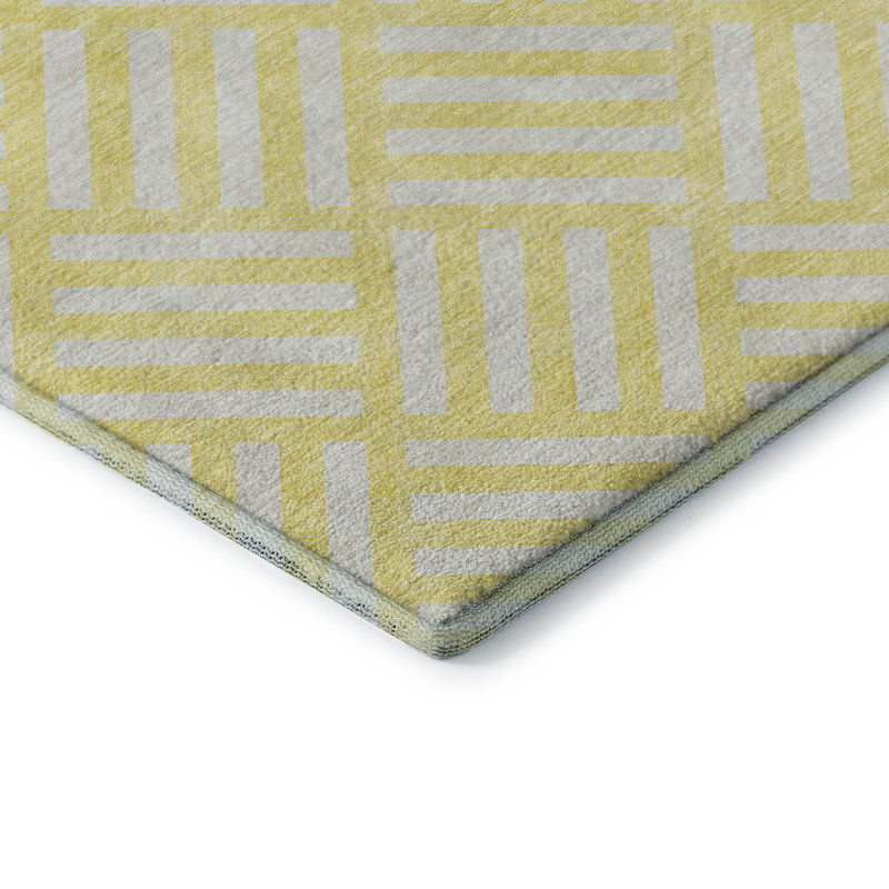 Premium Machine Washable Cerrito Yellow Rug, Rectangle 9' x 12'