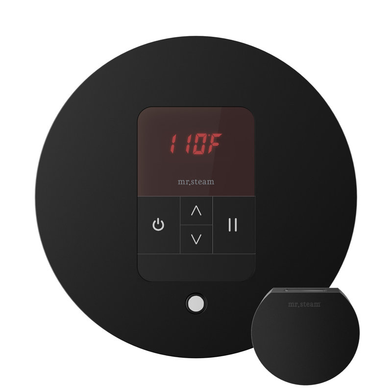 Basic Butler Steam Shower Control Package with Round iTempo Control and Steamhead, Matte Black