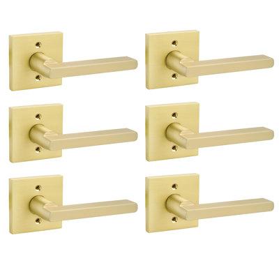 Levier de porte décoratif carré en alliage de zinc (3 pièces / 6 pièces) pour garde-robe, garde-manger et portes françaises