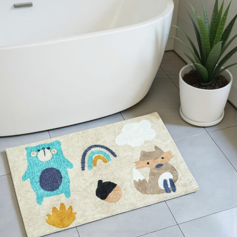 Tapis lavable beige et bleu 3 pi x 4 pi Woodland