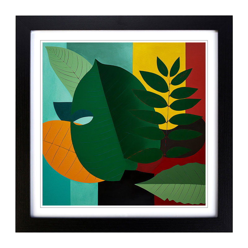Tropical Leaf Suprematism No.2 - Framed Print, Black