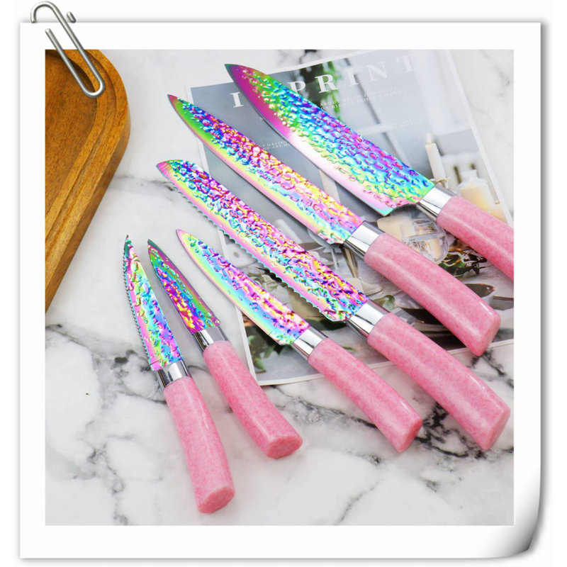 Rephen Knife 15 Piece Knife Block Set, Pink
