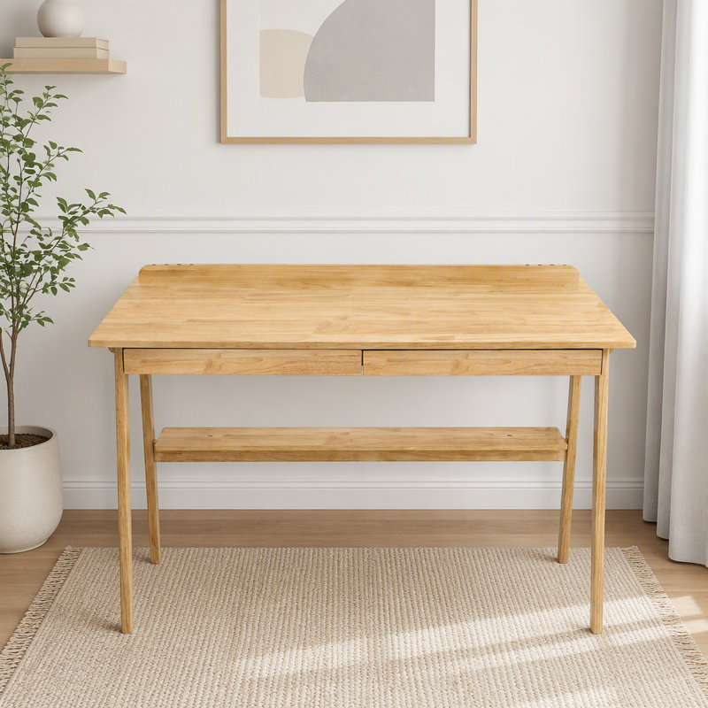 Bureau en bois massif avec 2 tiroirs, Bois