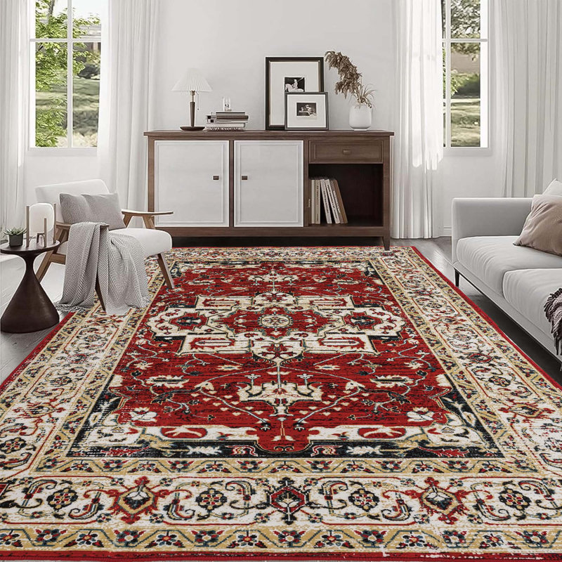 Area Rug Vintage Bohemia Large Persian Non-Slip Washable Rug For Living Room Kitchen Bedroom Living Room, Rectangle 8' x 10'