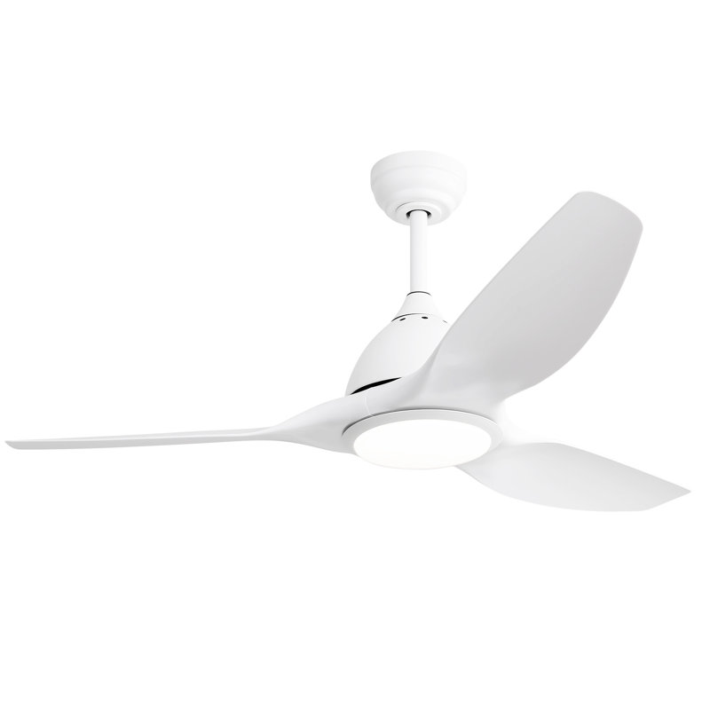 Ventilateur de plafond 52 pouces avec lumière et télécommande à 6 vitesses avec 3 pales en ABS pour patio Bredoom, Blanc
