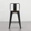 Tabouret à hauteur de comptoir en métal et bois (4) - Élégant siège à dossier incurvé et solide avec accoudoir croisé thermolaqué noir, 4 tabourets au design industriel et sièges pour la stabilité