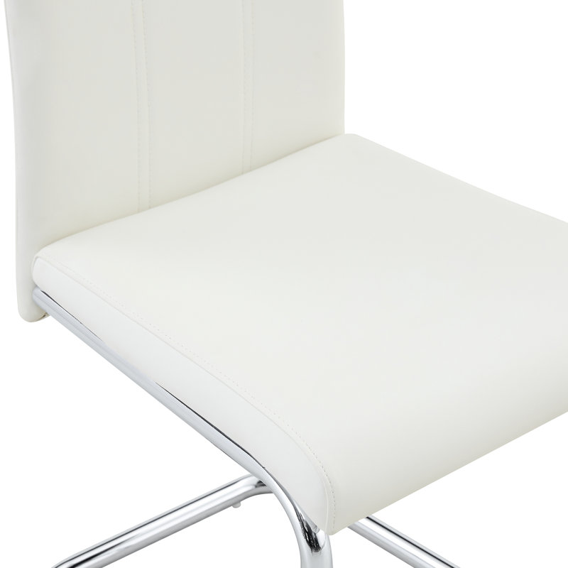 Chaises de salle à manger modernes en PU blanc, pieds en métal chromé pour la cuisine et la maison