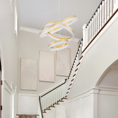3 Ring Chandelier Modern Led Pendant Lights Dimmable With Remote Height Adjustable Light Fixtures