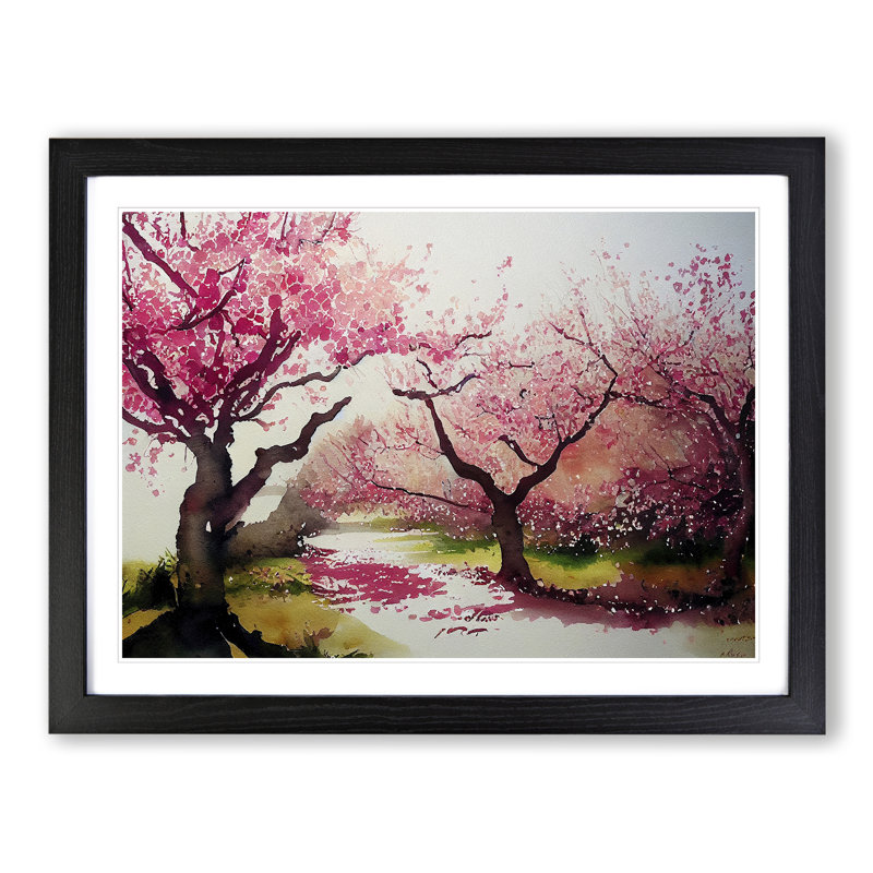 Interesting Cherry Blossom Trees - Framed Print, Black, 25cm H x 34cm W x 2cm D