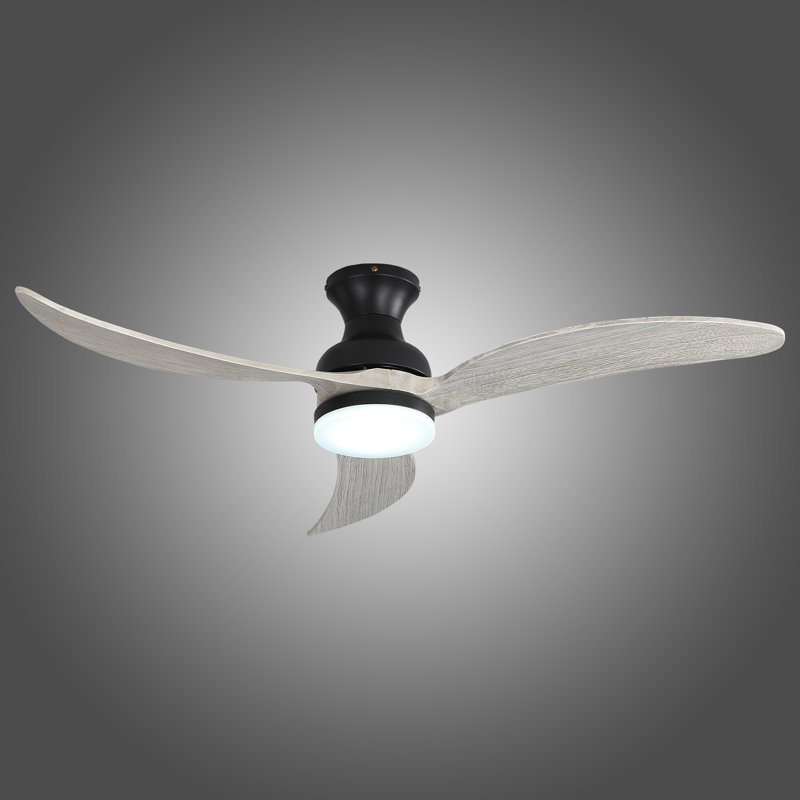 Nicola 52" 3 - Blade LED Standard Ceiling Fan with Remote Control and Light Kit Included, Black/Light Gray