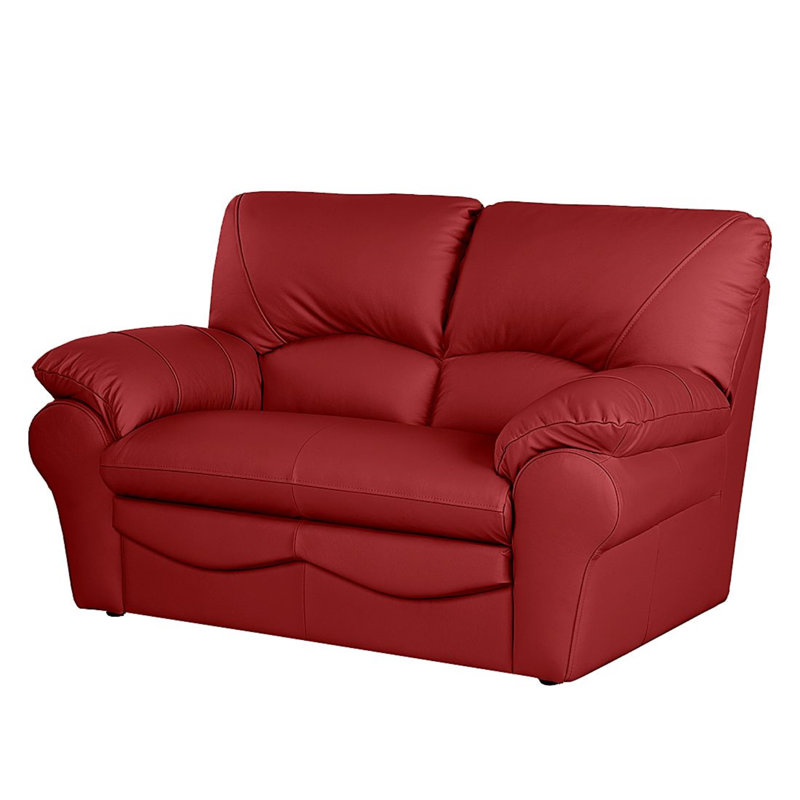 Causeuse en cuir véritable 2 places Heppman, Rouge