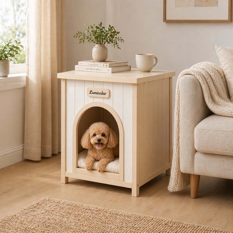 Table d'appoint pour animaux de compagnie | Mobilier de niche pour chien en bois massif