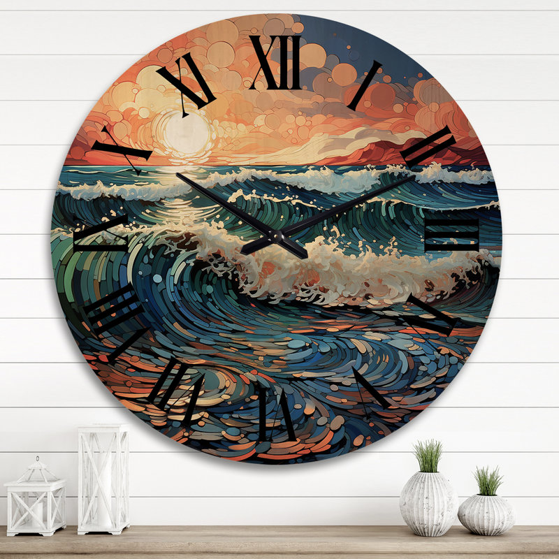 Horloge murale en bois massif Robertsdale, Très grand