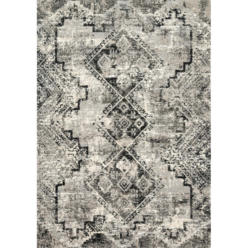 Tapis noir / gris Abbie Southwestern, Rectangle 3 pi 10 po x 5 pi 7 po
