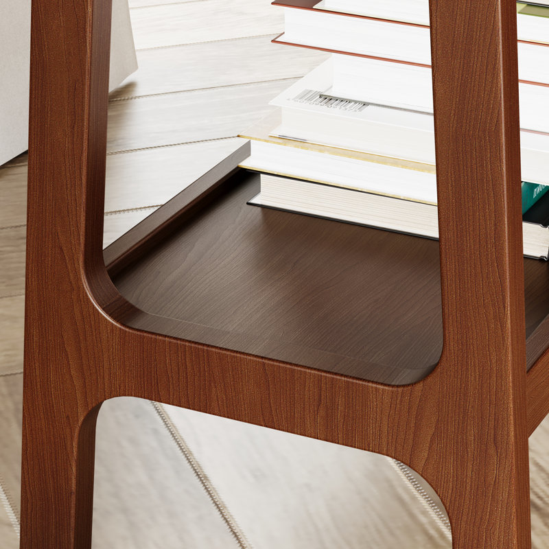Table de chevet étroite avec tablette de rangement en ardoise rouge brun 23,5 po