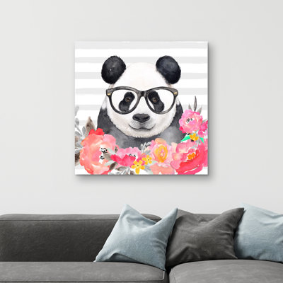 Panda with glasses - 32"x32" art on canvas