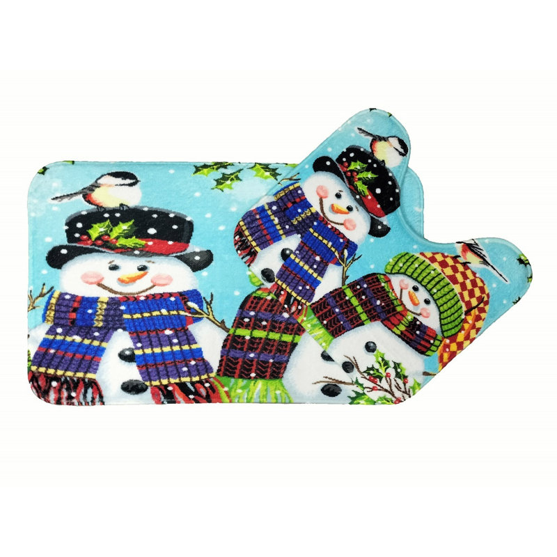 Christmas Memory Foam Bath Mat Set, Snowman