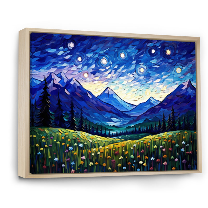 «Vangogh Starry Night Over The Mountains», encadré sur toile par Vincent Van Gogh, peinture, H 30 po x l 40 po x P 1,5 po