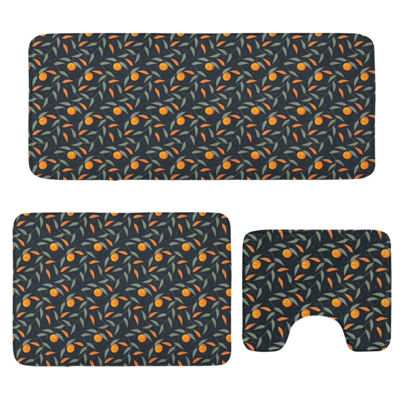  Ensemble de tapis de salle de bain 3 pièces Tangerine