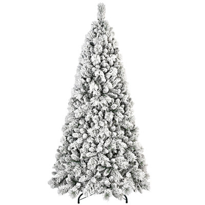 Arbre de Noël floqué avec support en métal