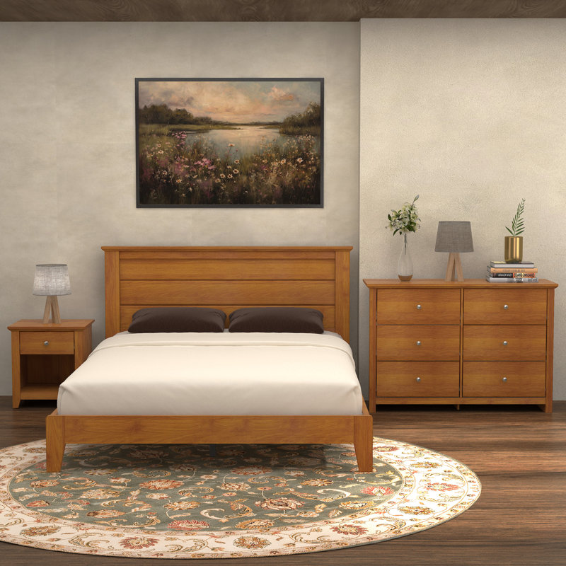 Tevrat 3 Pieces Bedroom Sets, Queen, Amber Walnut