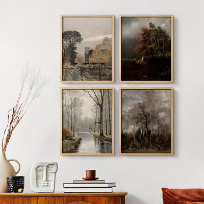 «Vintage Landscape», impression encadrée CXLIX - ensemble de 4