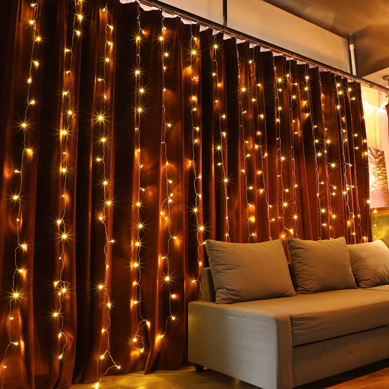 Vanbuskirk 9.8ft x 9.8ft LED String Light, Plug-in Curtain Fairy Light, Warm White