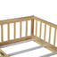 Lit de plancher avec clôture et porte, lit de plancher en bois d'hévéa avec garde-corps de sécurité