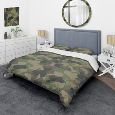 Ensemble de housse de couette en microfibre brun / vert 3 pièces
