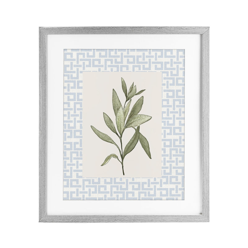 «Leafy Fresh Herb», reproduction sous verre encadrée, design par Diannart, Cadre de ferme gris, H 16 po x l 13 po