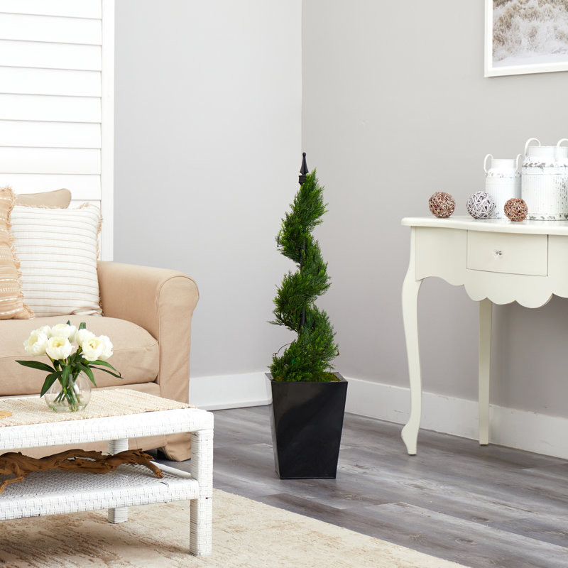 44'' Faux Cypress Topiary in Metal Planter