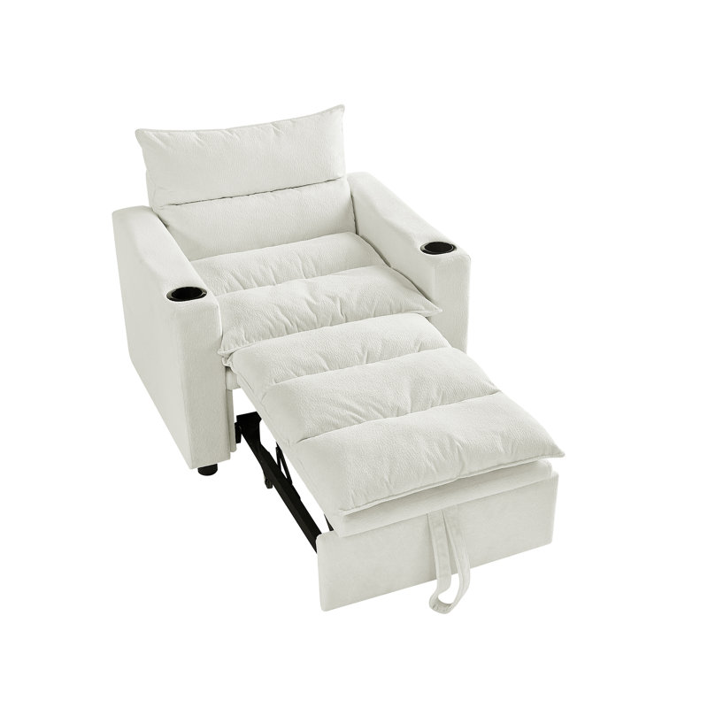 Velvet Convertible Sleeper Chair, Beige