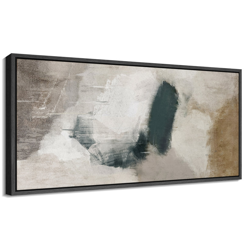 Art moderne moderne abstrait dans des tons neutres, H 30 po x l 60 po, Black
