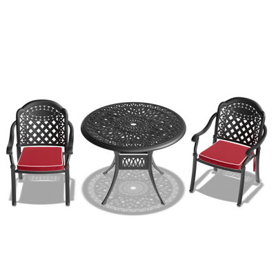 Ensemble de meubles de patio en aluminium coulé avec coussins