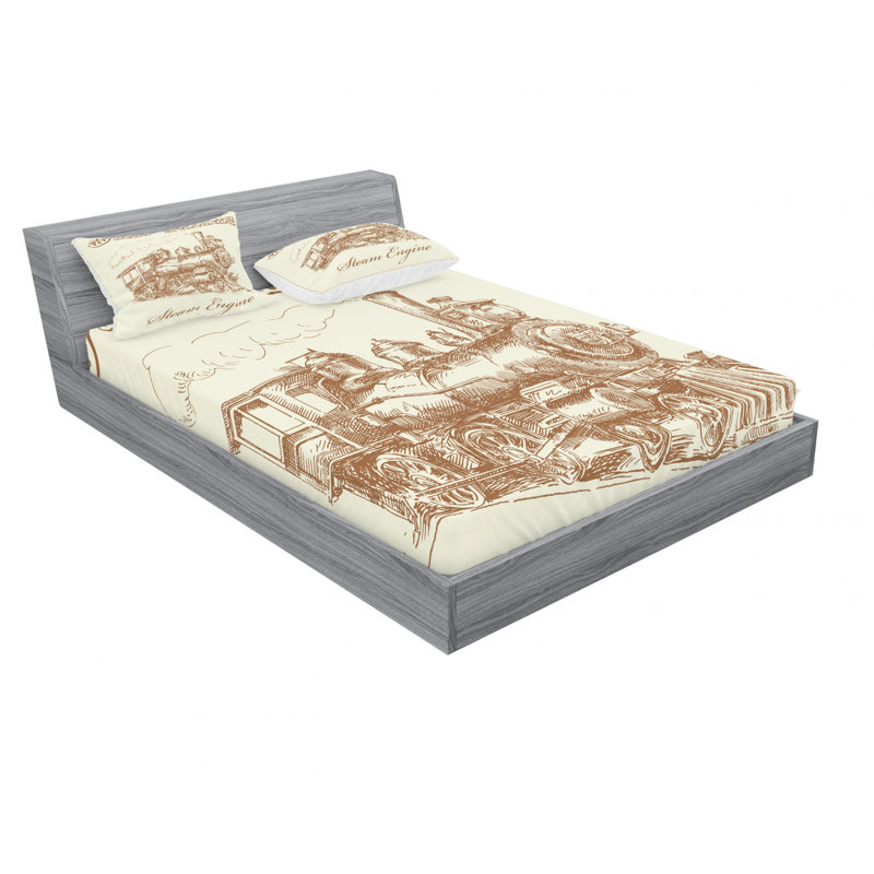 Ensemble de draps Old Locomotive, Ensemble de draps pour lit double avec 2 taies d'o