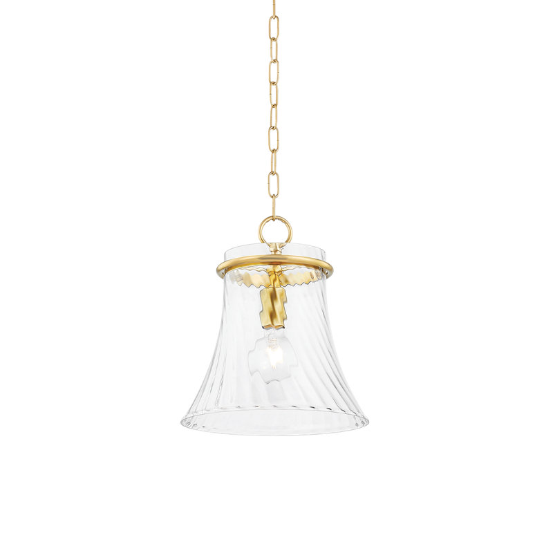 Luminaire suspendu 1 lumière Cantana, Laiton vieilli, H 14,5 po x l 12,75 po x P 12,75 po