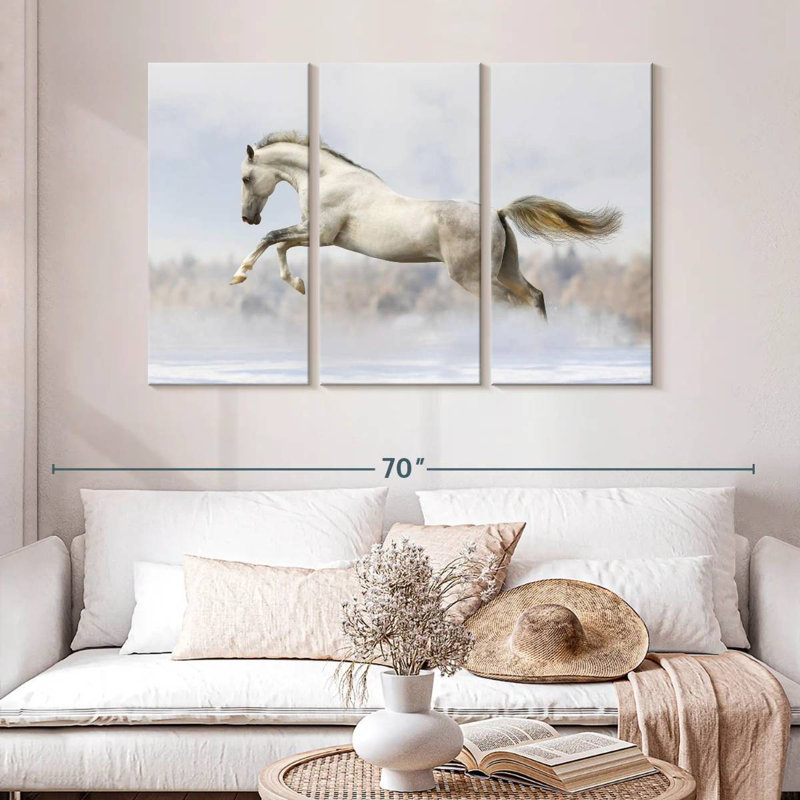 Brampt Jumping White Stallion, 32" H x 50" W