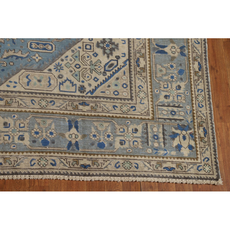 Tapis bleu géométrique 8 x 11 po